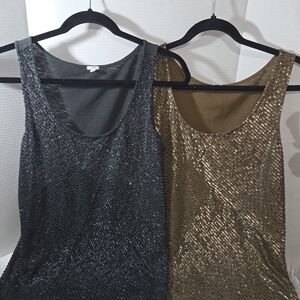 J. Crew Sequin Tank Tops. 1 Charcoal, 1 Bronze. (bundle Of 2) Size S